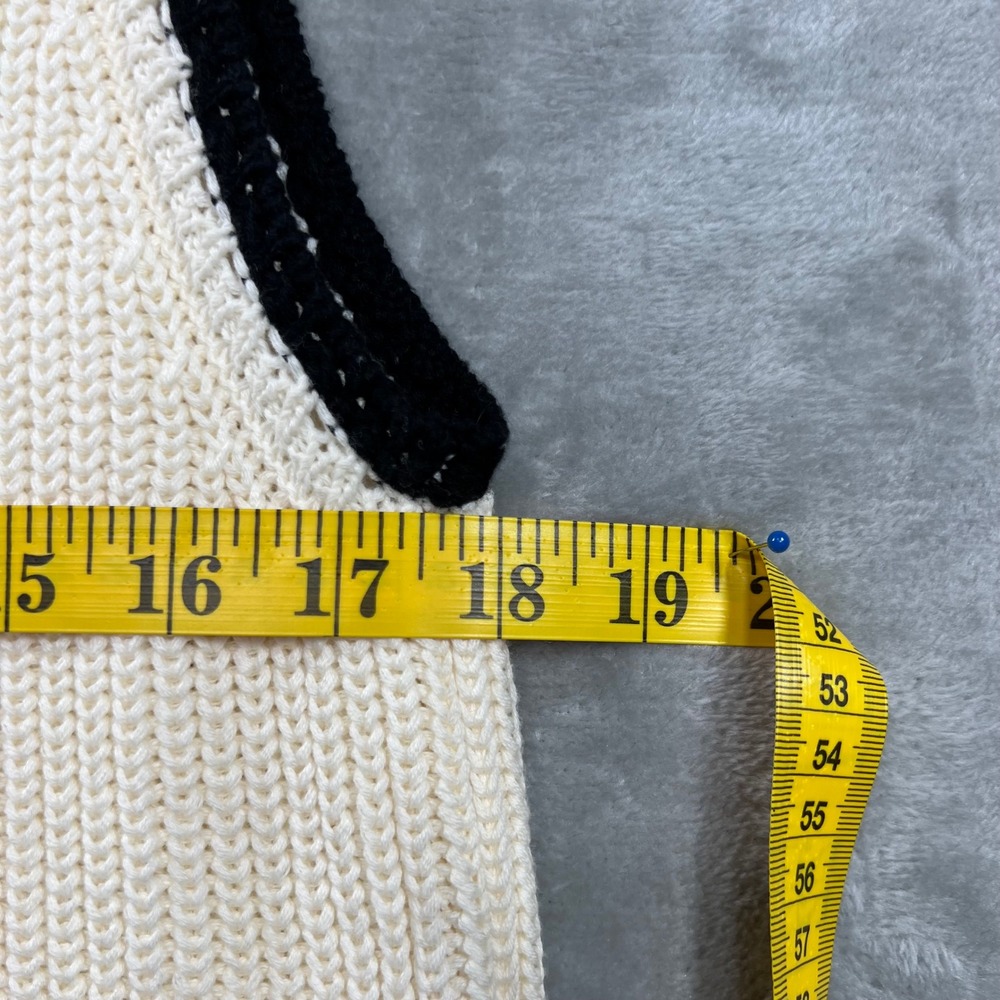 Dear John Birna Sweater Women's M Cream Black Trim‎ Sleeveless Preppy Minimalist - Picture 8 of 8